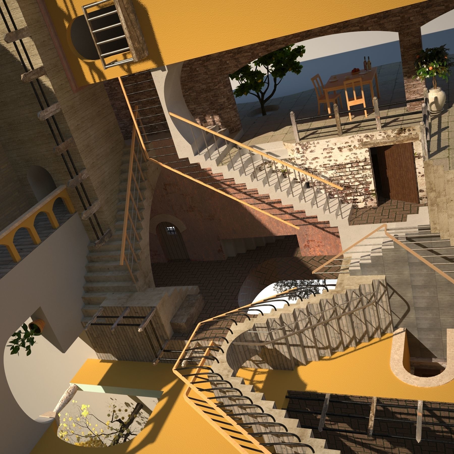 Relativity MC Escher 3D model_2