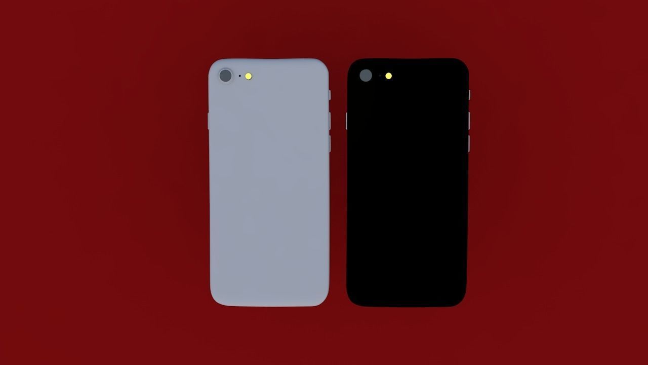  white and black cell phone 3D model_2
