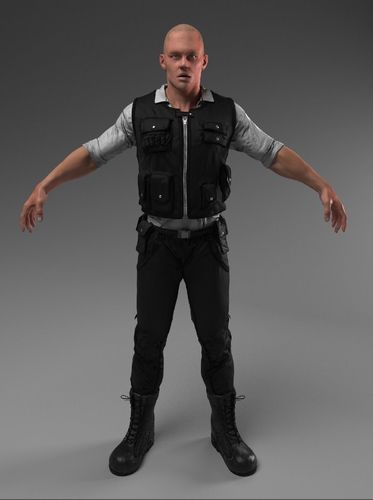 Security Guard Agent Policeman Low-poly 3D model