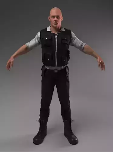 Security Guard Agent Policeman Low-poly 3D model