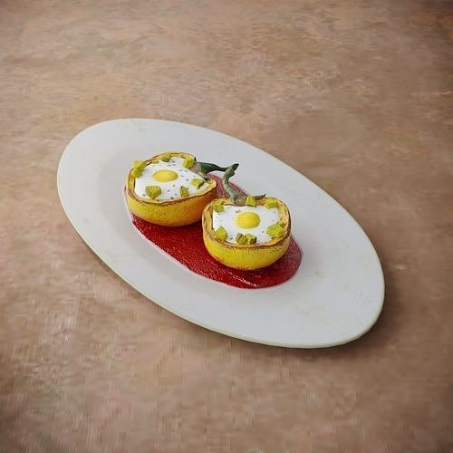 Breakfast Omelette in Pepper Low-poly 3D model