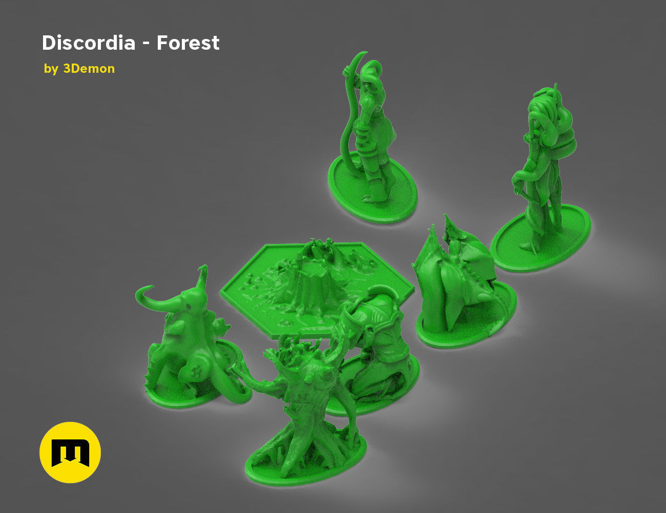 Discordia Forest board game figures 3D print model_1