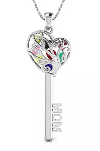 MOM Heart Key Necklace