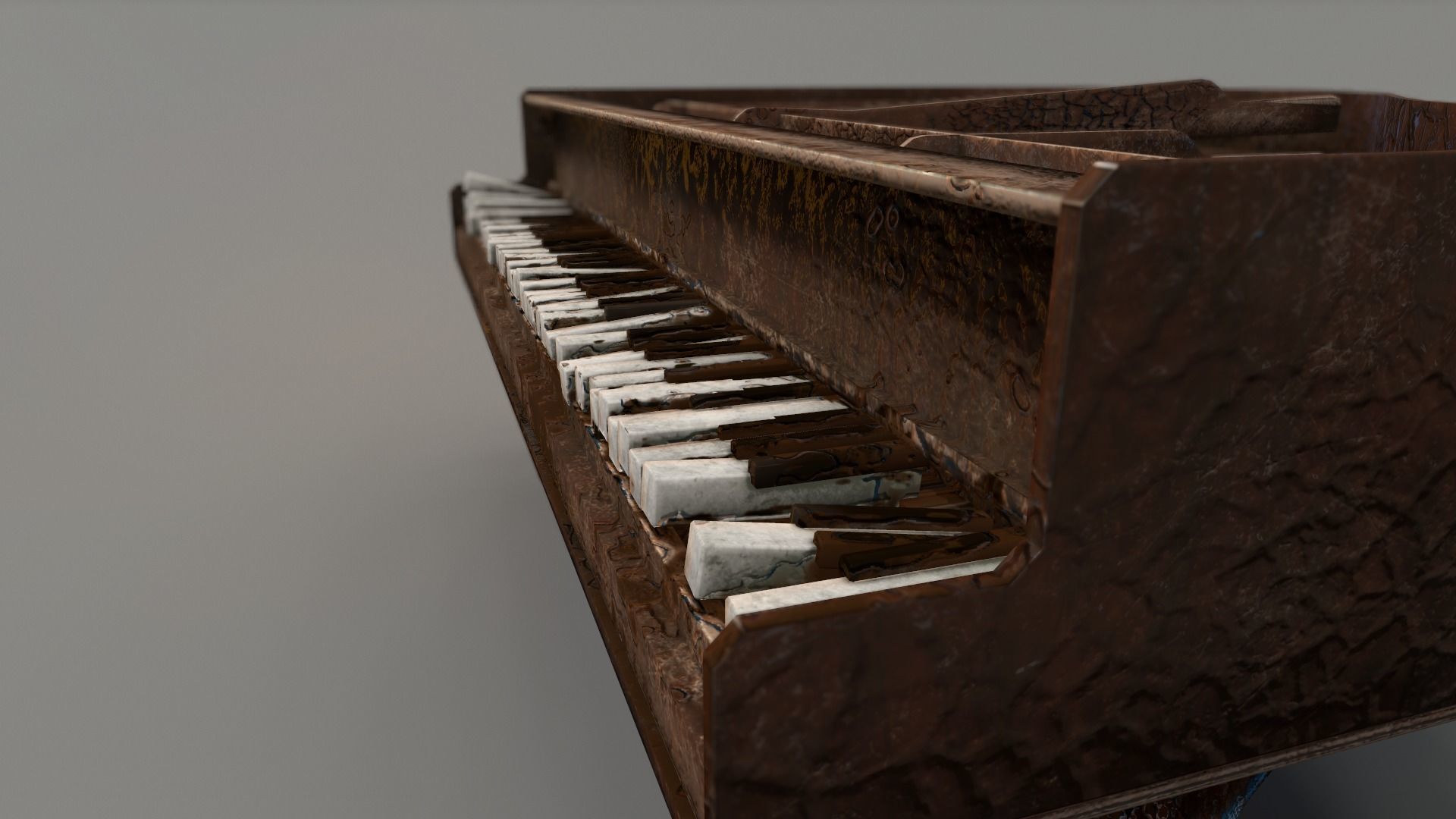 Old Piano Low-poly 3D model_3