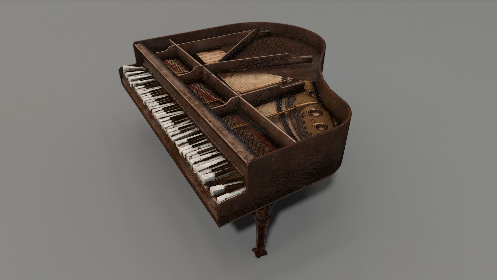 Old Piano Low-poly 3D model_1