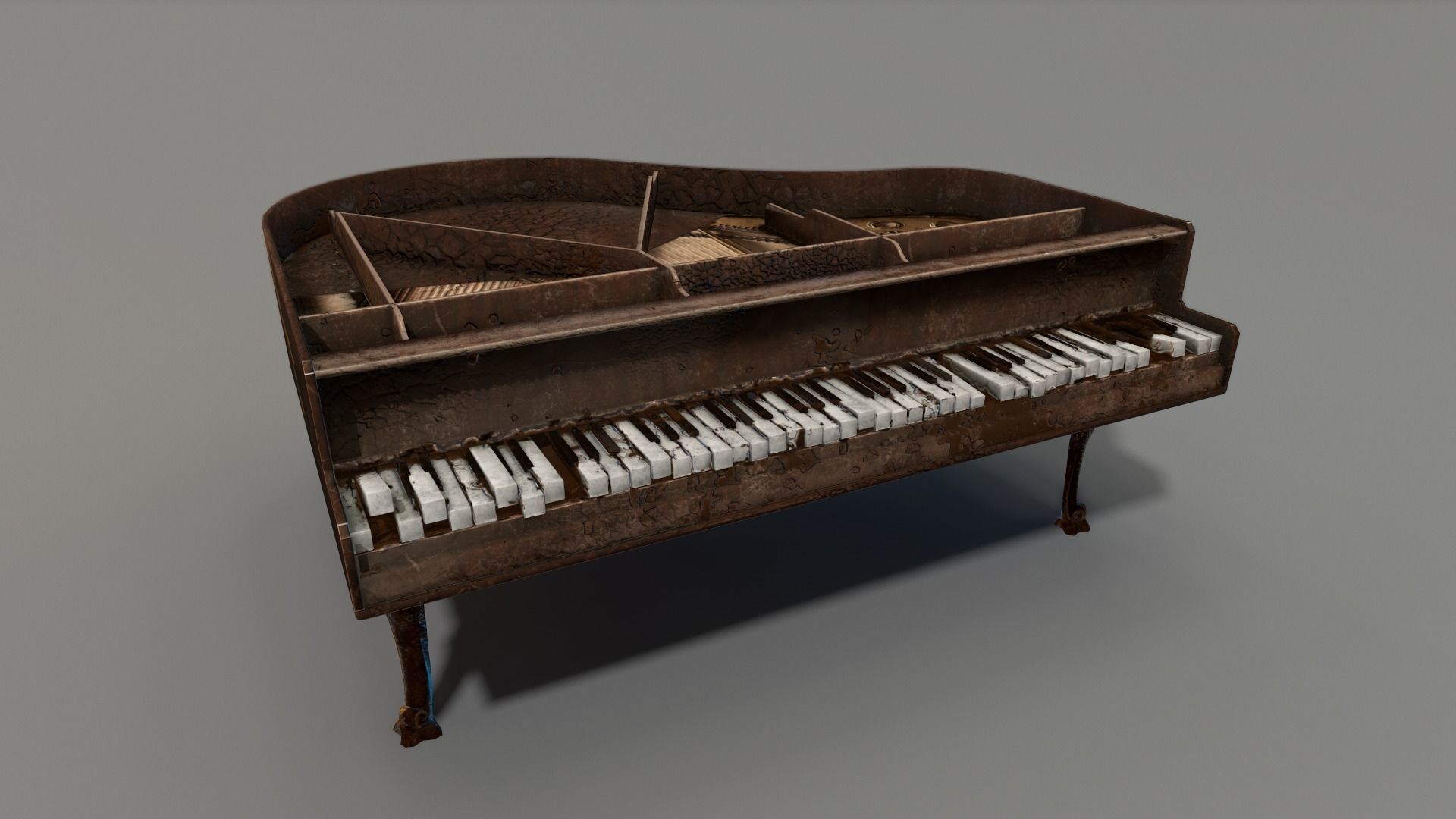 Old Piano Low-poly 3D model_2