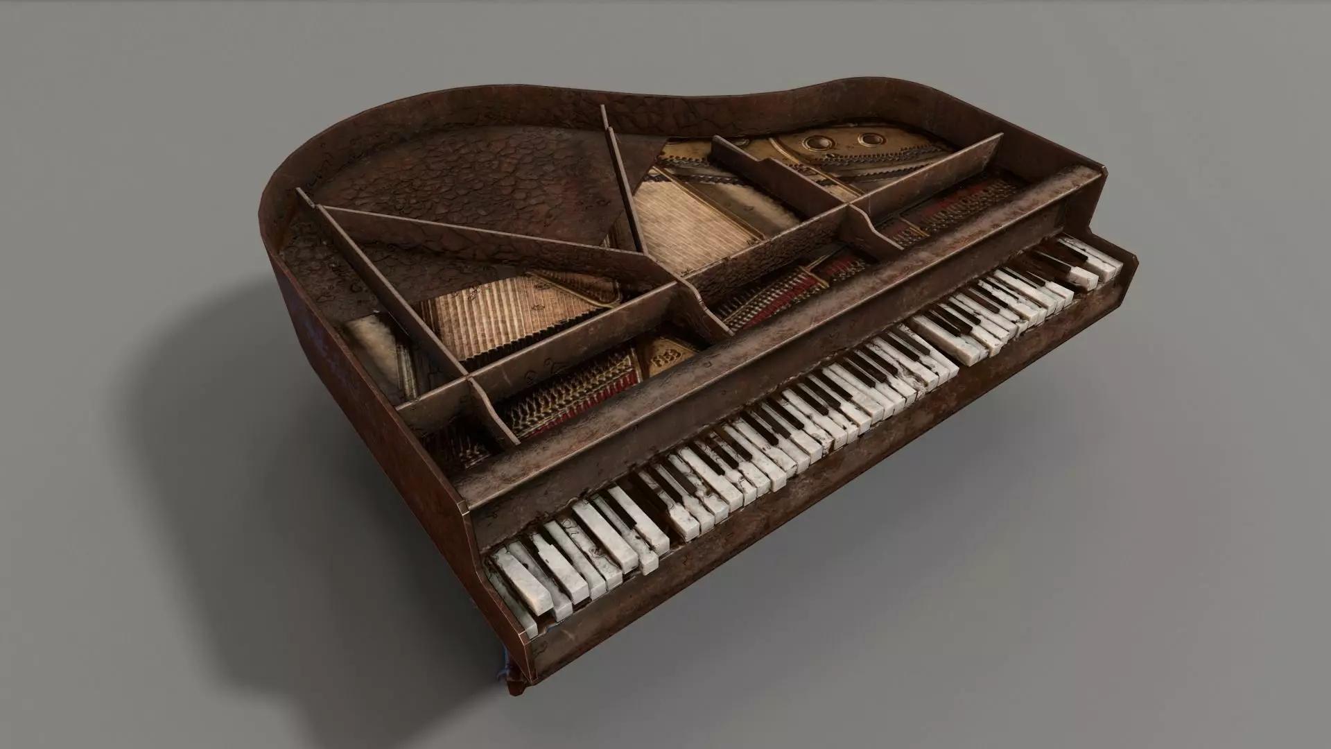 Old Piano Low-poly 3D model_0