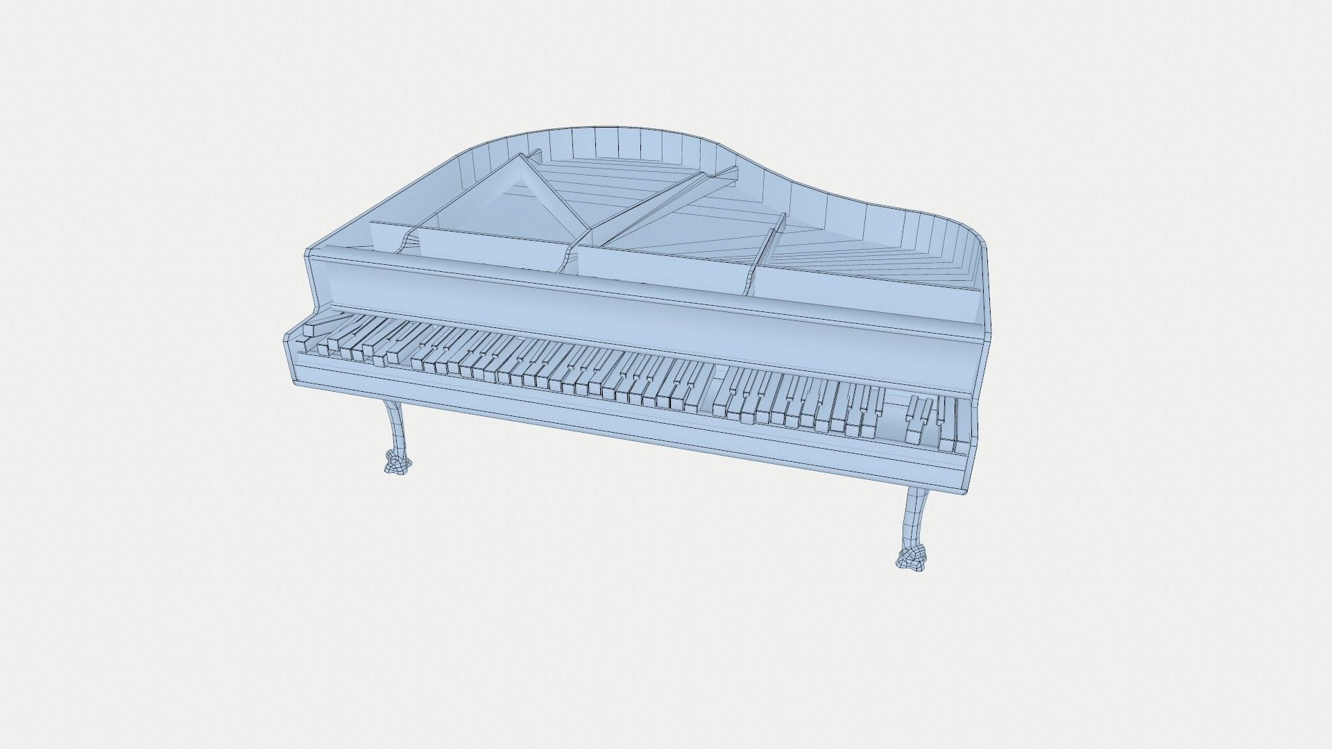 Old Piano Low-poly 3D model_5