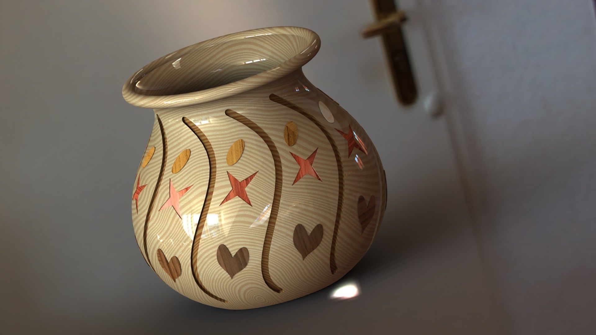 Pot vase with hearts Free 3D model_1