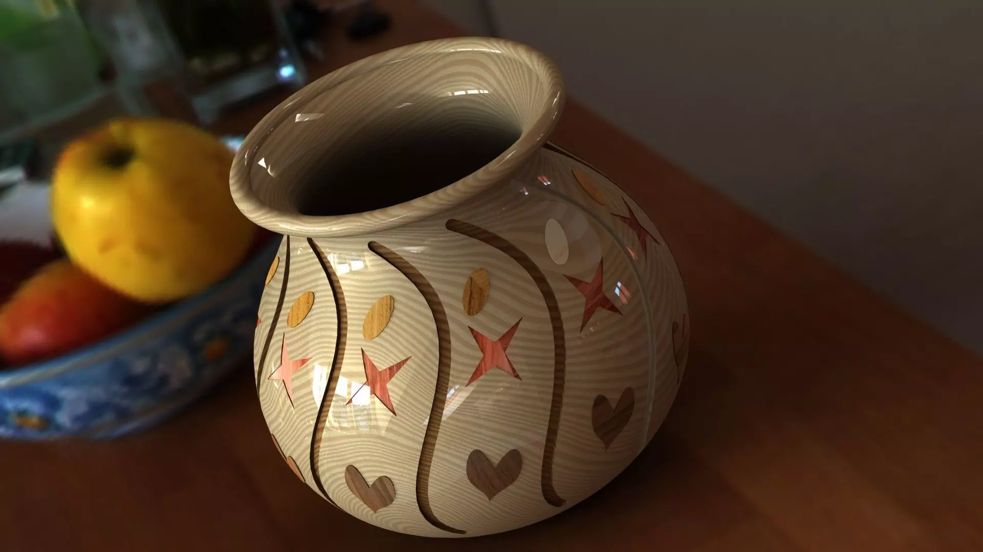 Pot vase with hearts Free 3D model_0
