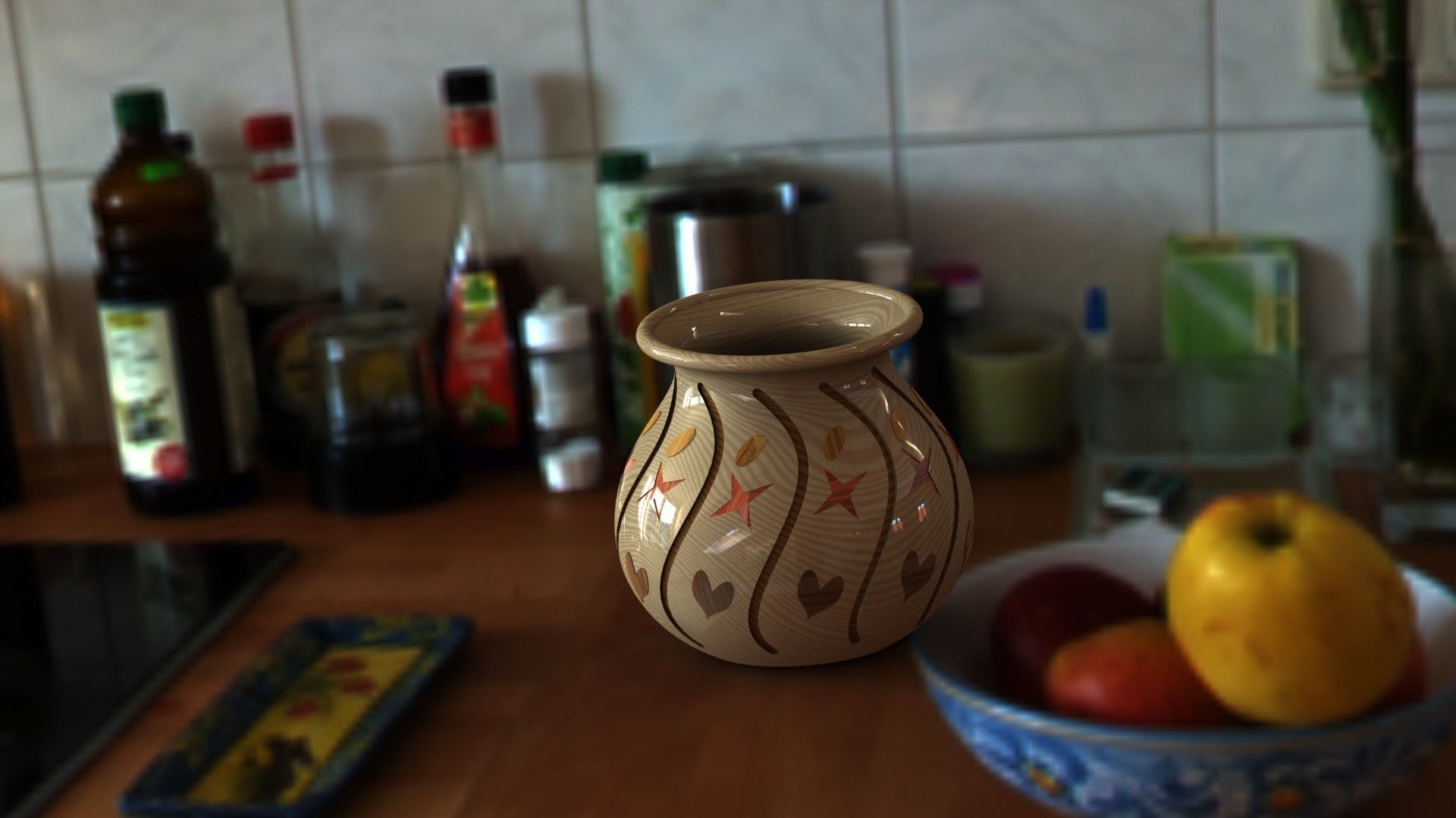 Pot vase with hearts Free 3D model_2