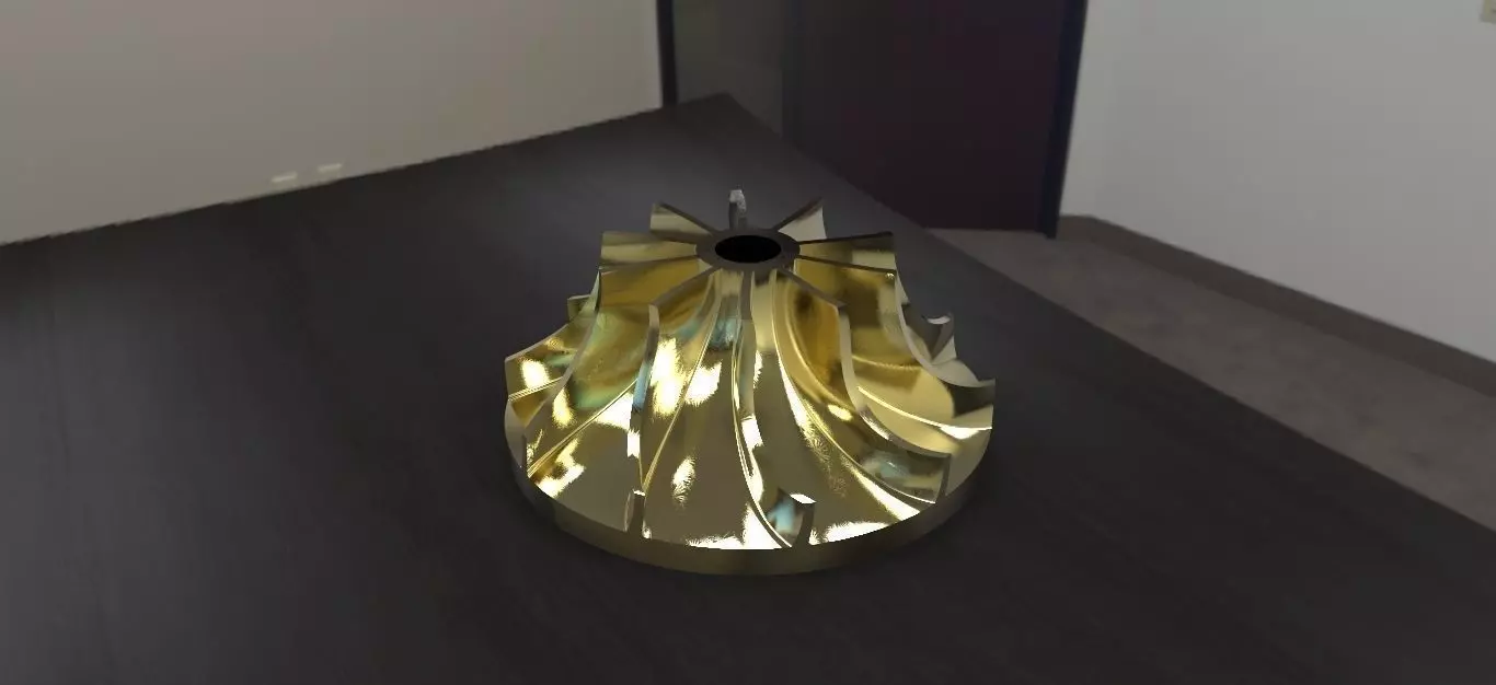 Impeller gold lamp on table Free 3D model_0
