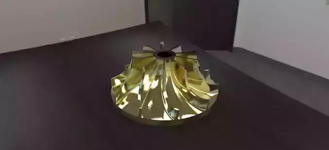 Impeller gold lamp on table