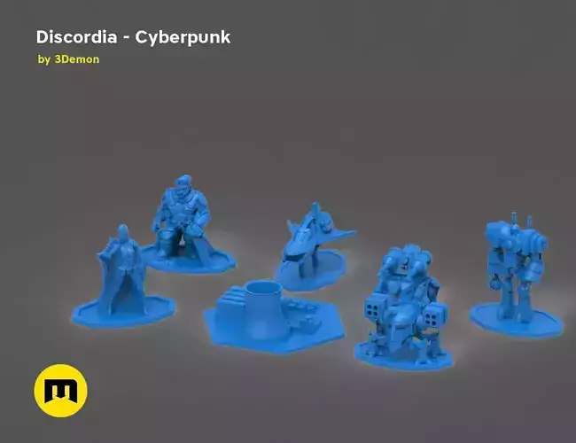 Discordia Cyberpunk board game figures  3D print model