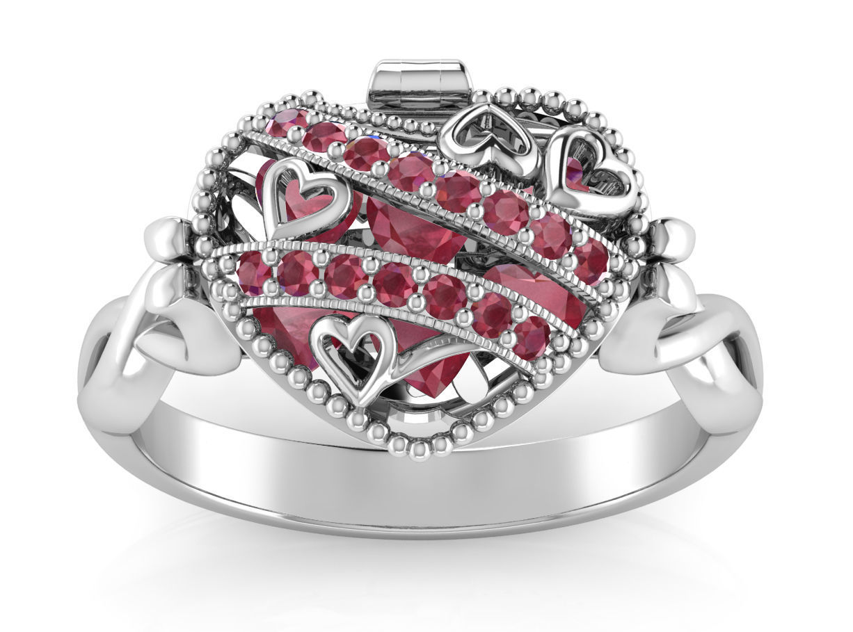 Heart Locket Ring 3D print model_1
