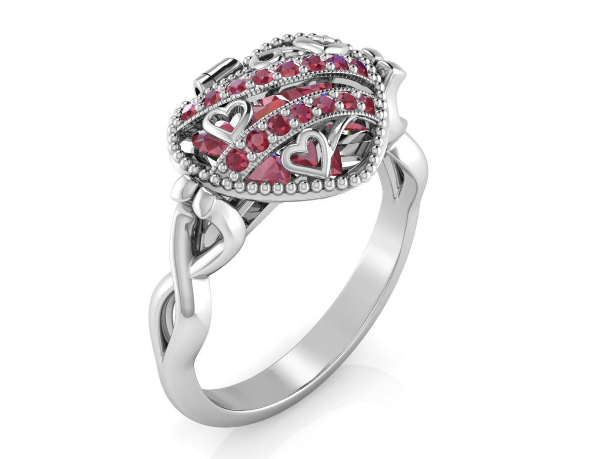 Heart Locket Ring 3D print model_2