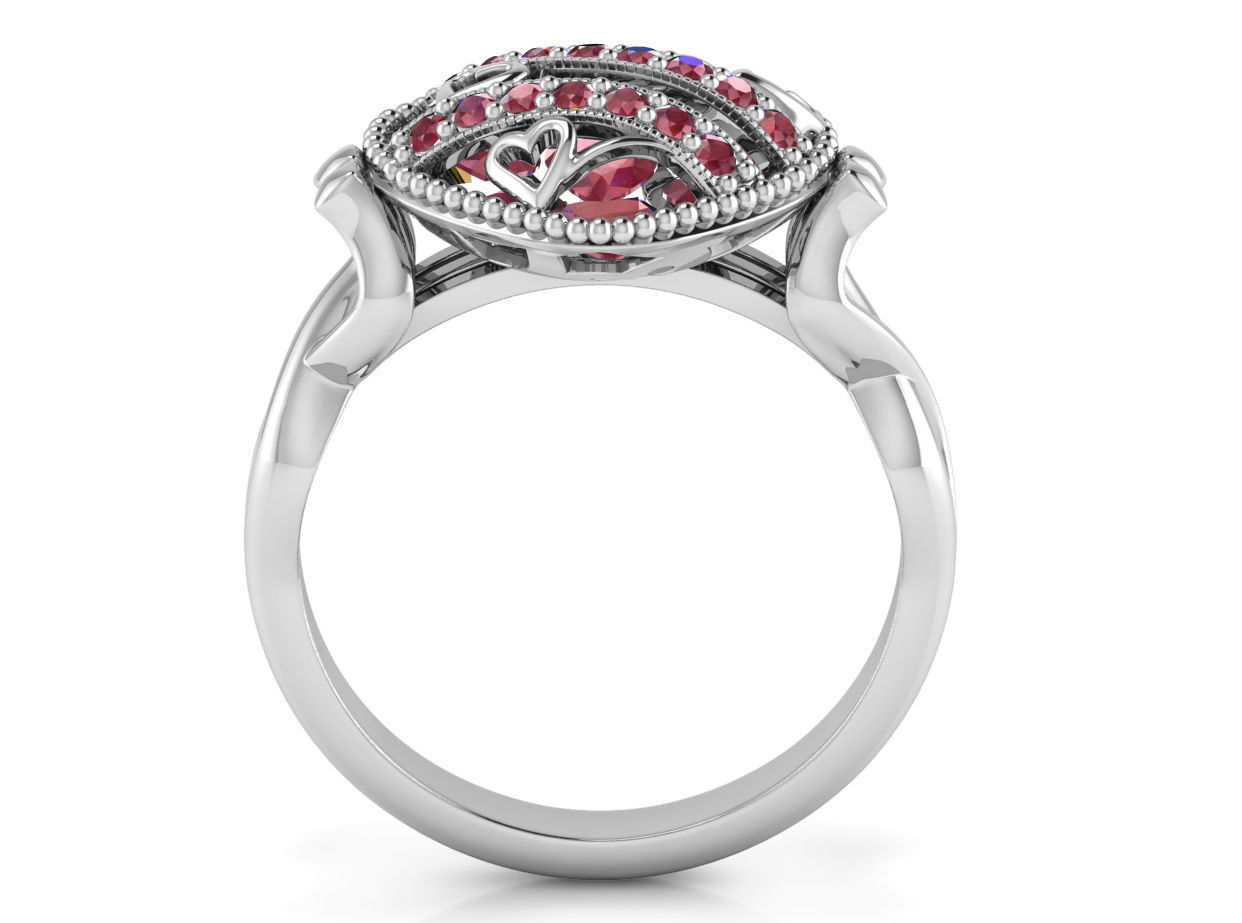 Heart Locket Ring 3D print model_3