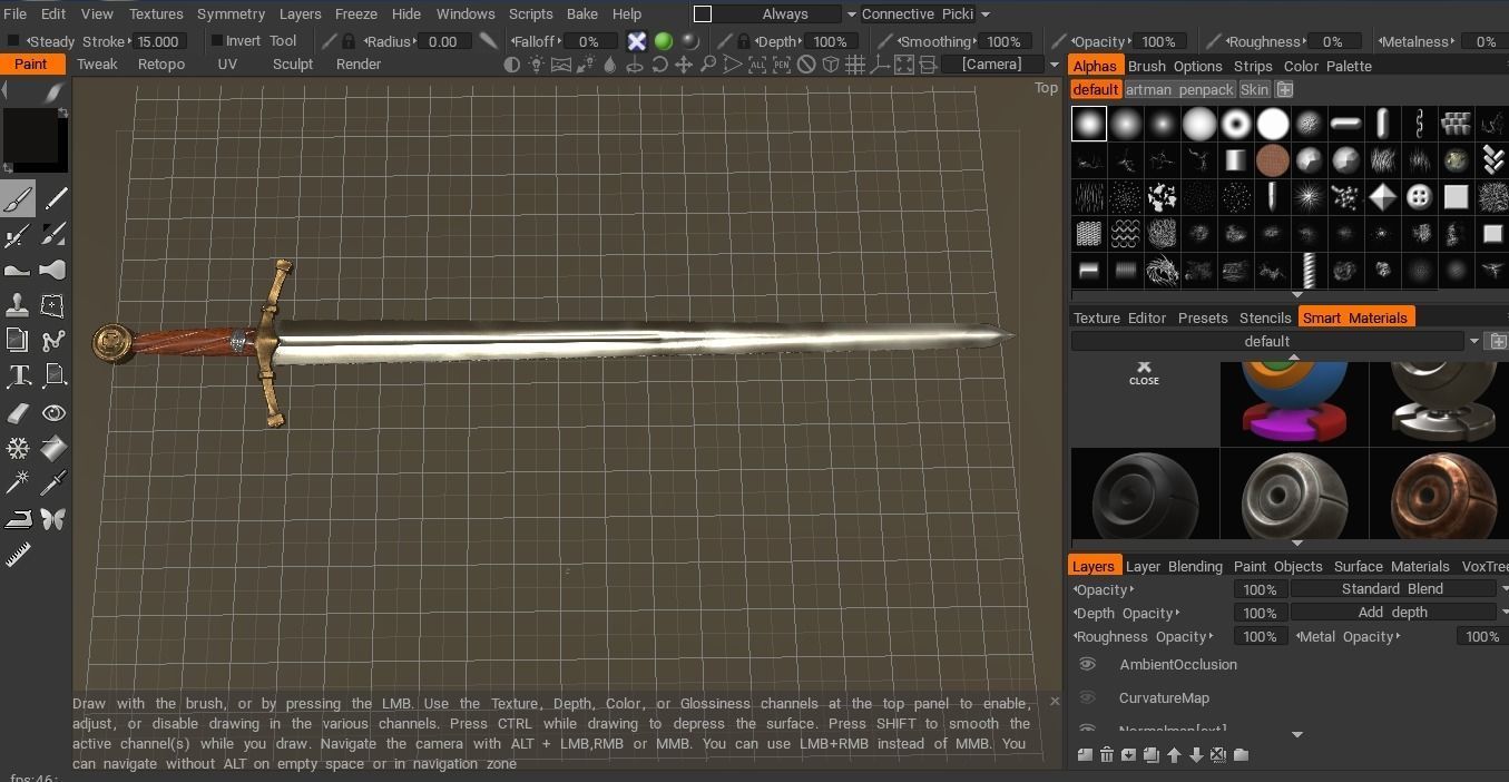 Medieval sword game ready Free low-poly 3D model_2