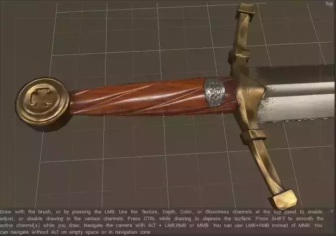 Medieval sword game ready Free low-poly 3D model