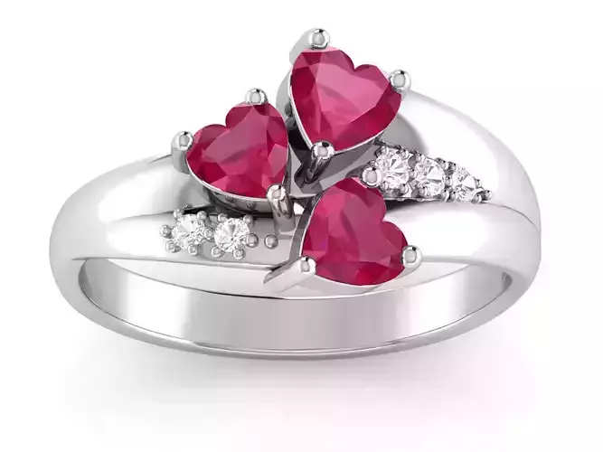 Triple Birthstone Ring 3D print model