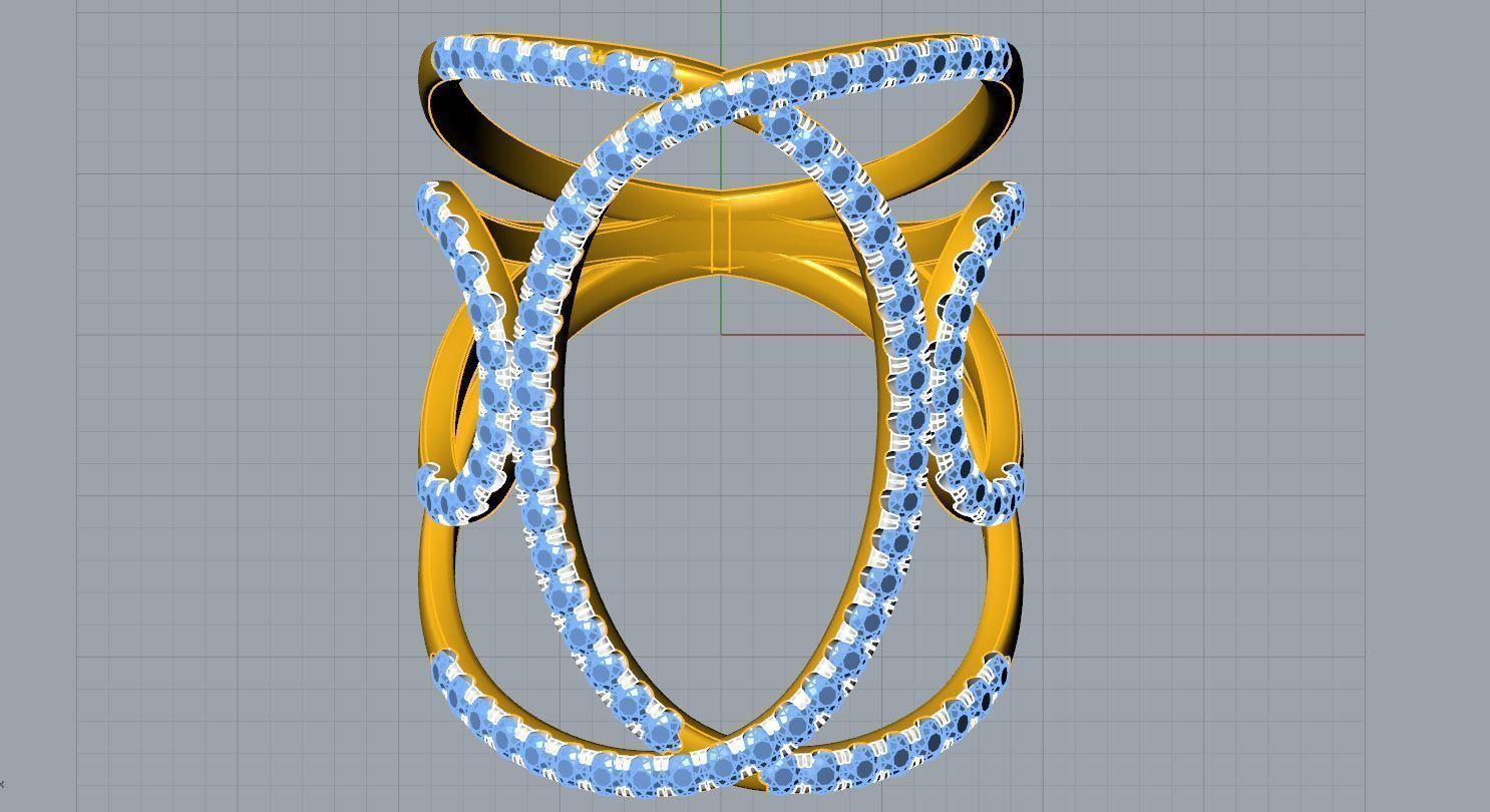 Multi Loop Wide Ring 3D print model_6