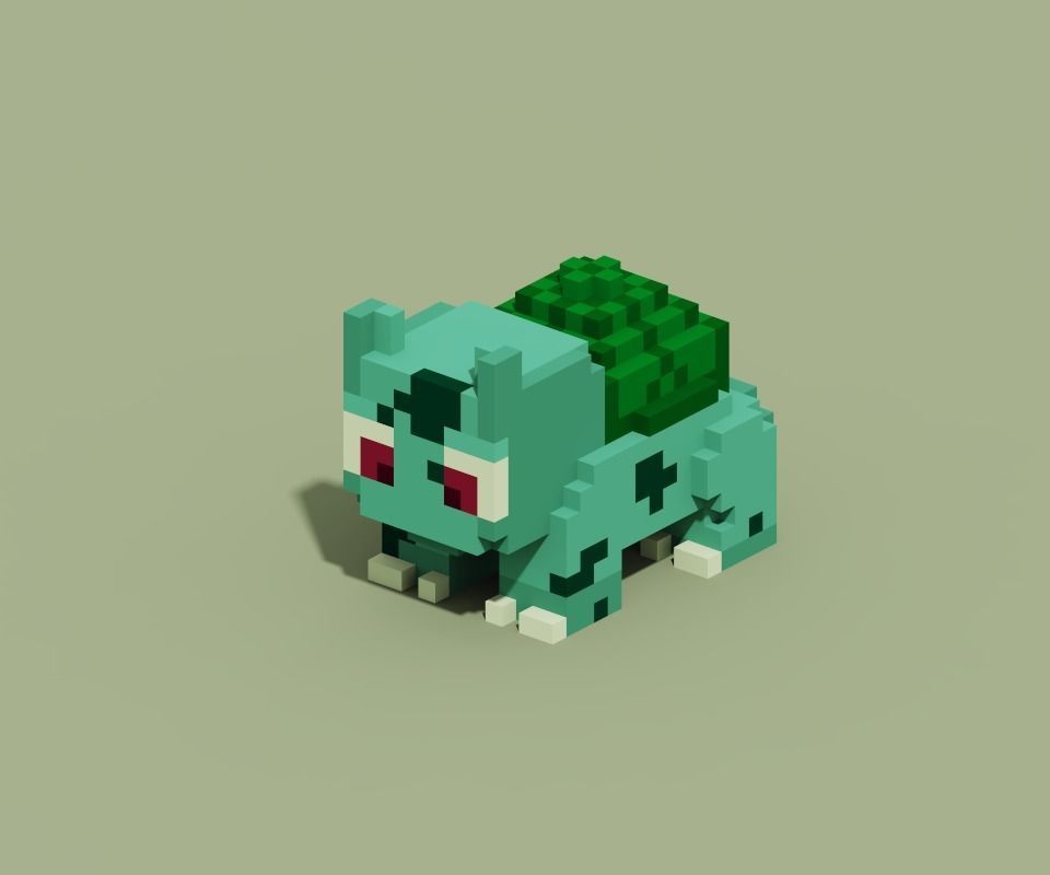 Pokemon Bulbasaur voxel art Low-poly 3D model_1