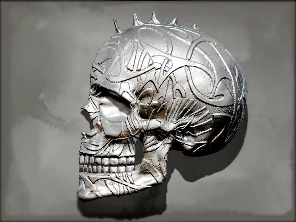Punk Skull Wall Decor 3D print model_0