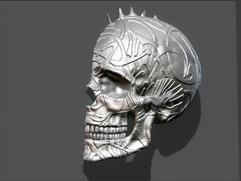 Printable Model Punk Skull Wall Decor Cgtrader Punk Skull Wall Decor Model Stl 2