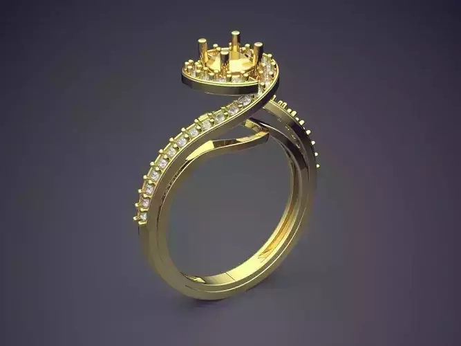 Curved Ring With Diamonds vjr141
