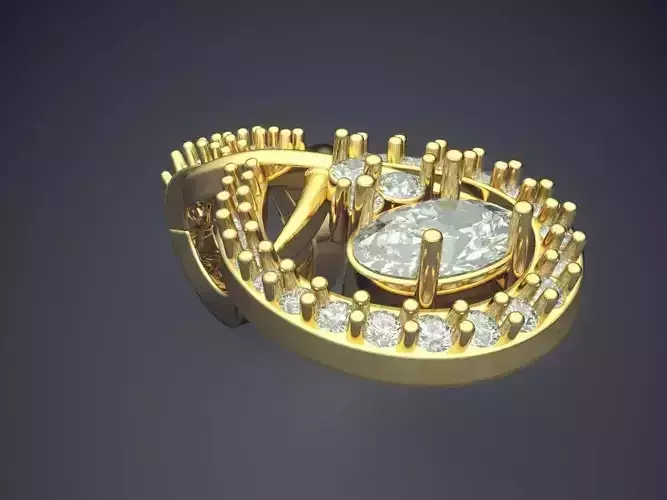 Pendant With Diamonds p-1814 3D print model