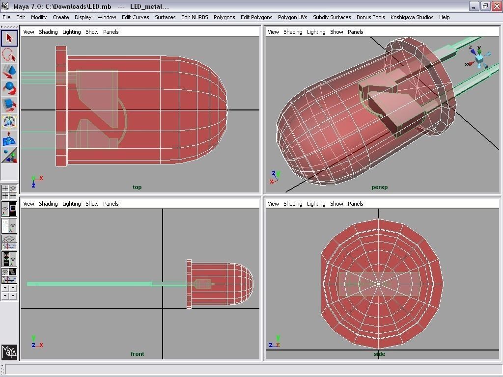 LED element Low-poly 3D model_4