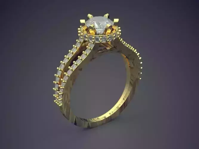 Engagement Ring With Diamonds VJR90-1 3D print model