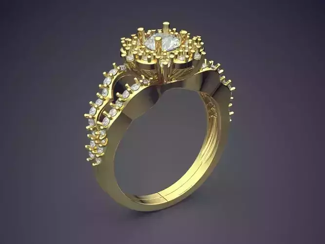 Engagement Ring With Diamonds VJR84 3D print model