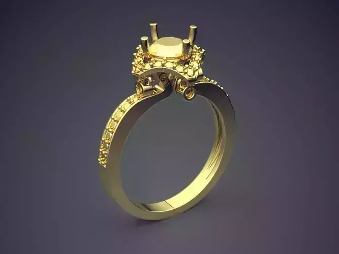 Ring With Square Ornament With Diamond Inside VJR75 3D print model