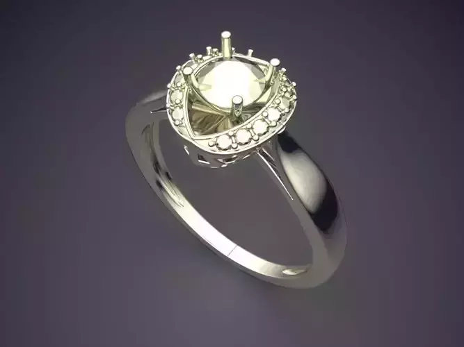 Ring With Oval Ornament Covered In Small Diamonds VJR70