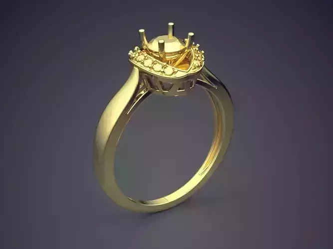 Ring With Oval Ornament Covered In Small Diamonds VJR70 3D print model