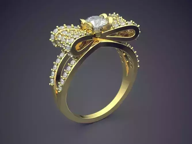 Ribbon Bow Shape Ring With Diamonds VJR41-1