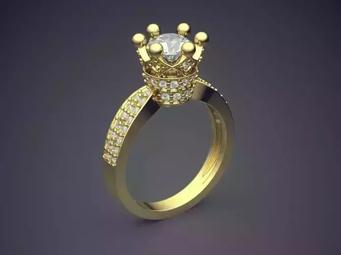 Engagement Ring With Diamonds VJR26-1 3D print model