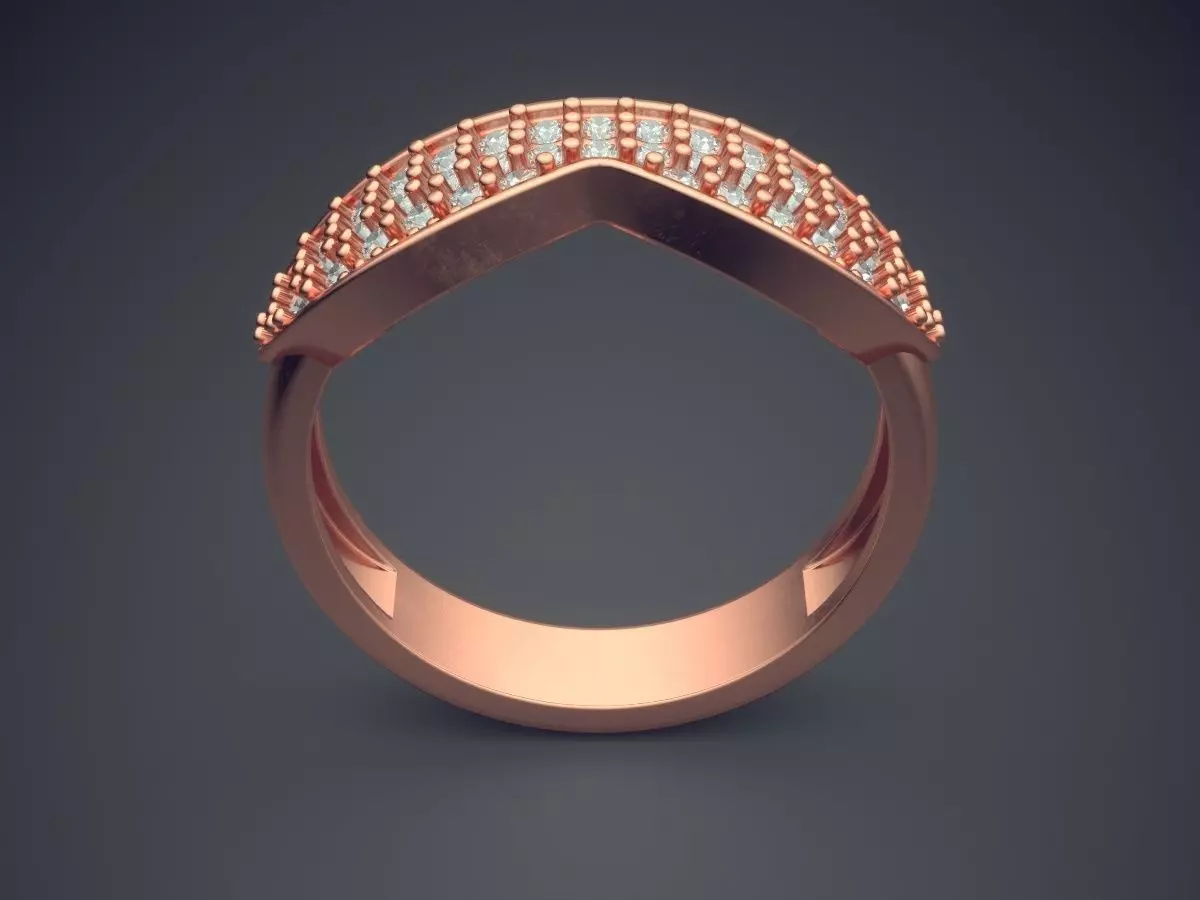 Curved Ring With Diamonds  3D print model_2