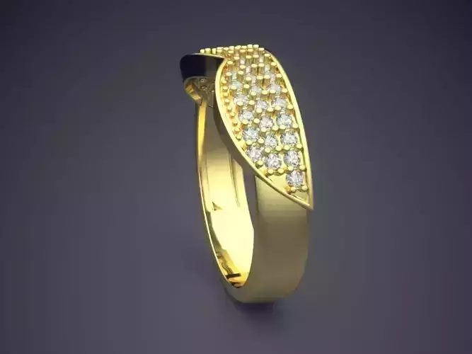 Curved Ring With Diamonds 