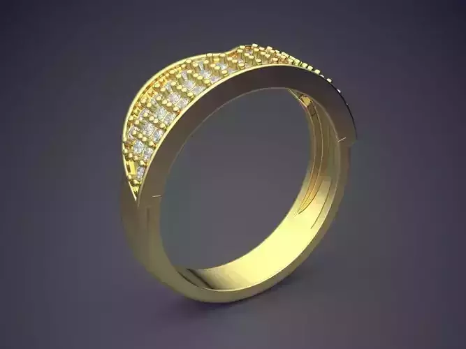 Curved Ring With Diamonds  3D print model