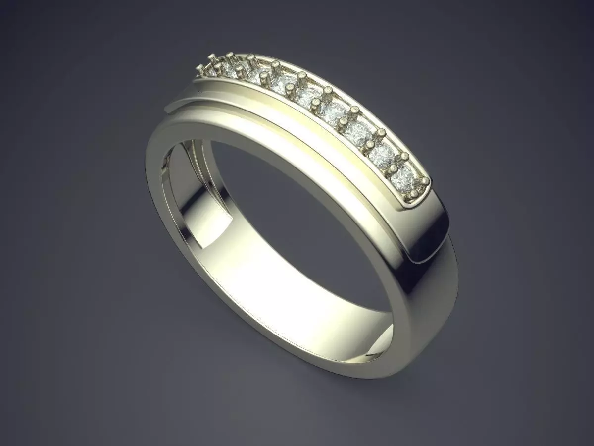 Engraved Ring With Diamonds  3D print model_1