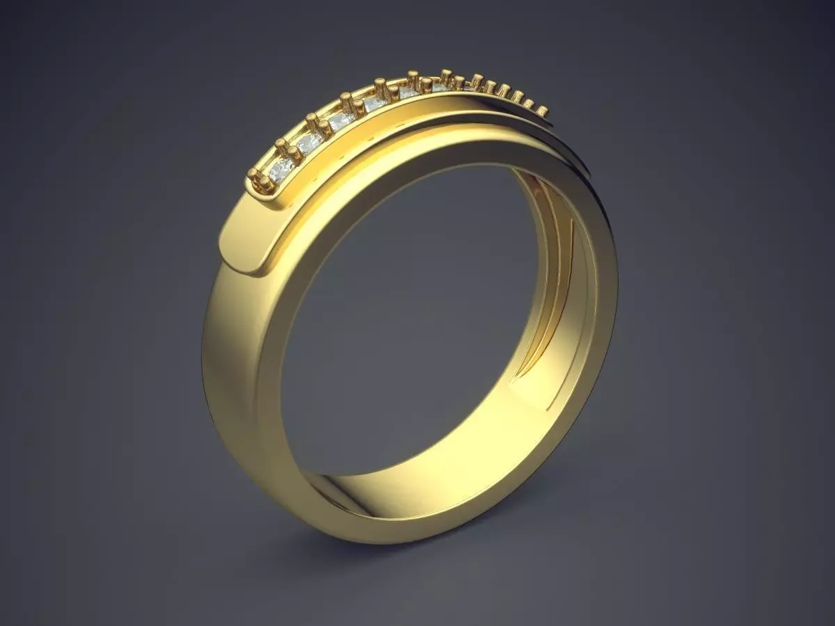 Engraved Ring With Diamonds  3D print model_0