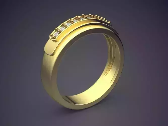 Engraved Ring With Diamonds  3D print model