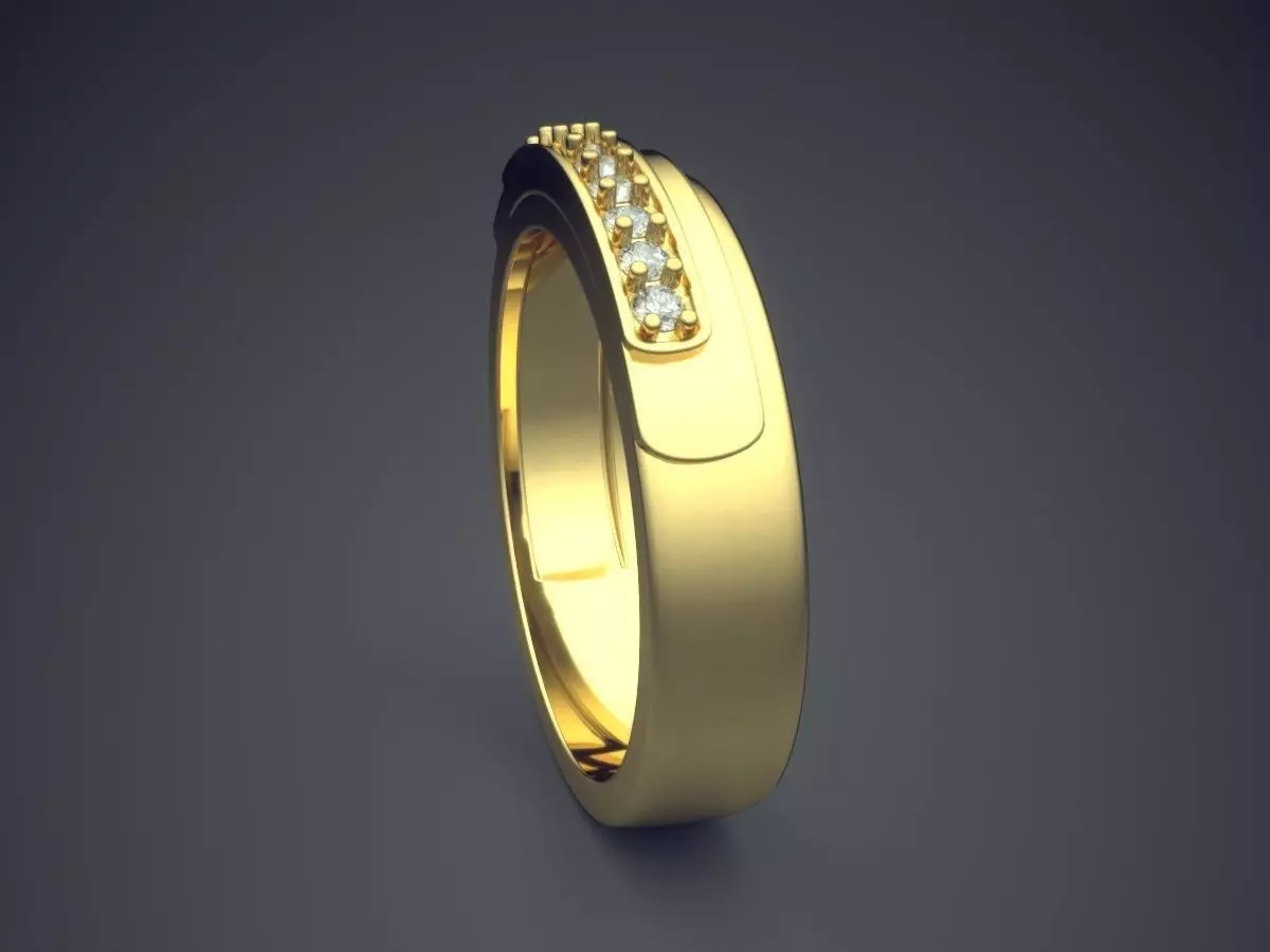 Engraved Ring With Diamonds  3D print model_3