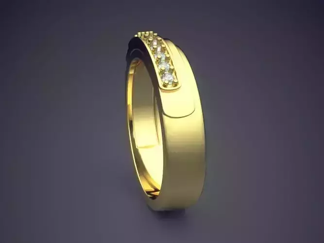 Engraved Ring With Diamonds 