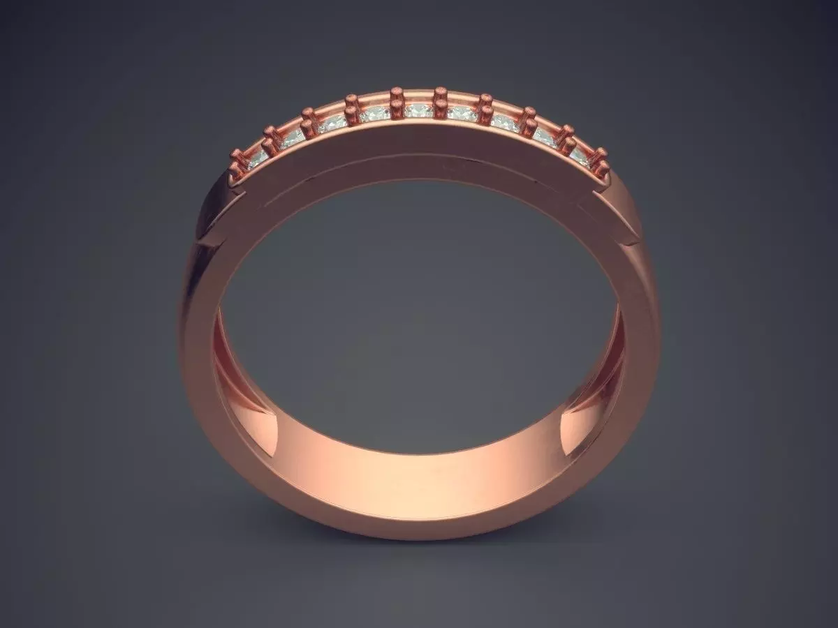 Engraved Ring With Diamonds  3D print model_2