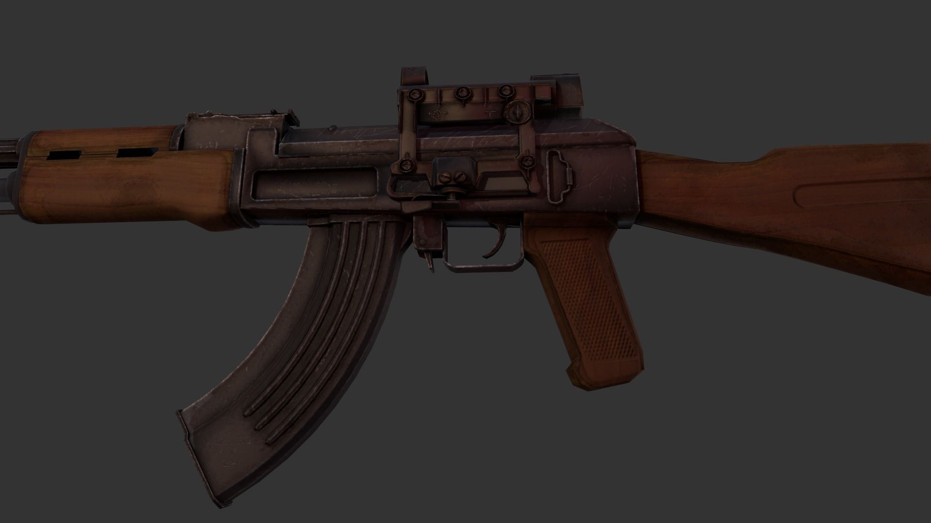 AK-74 rifle Low-poly 3D model_4