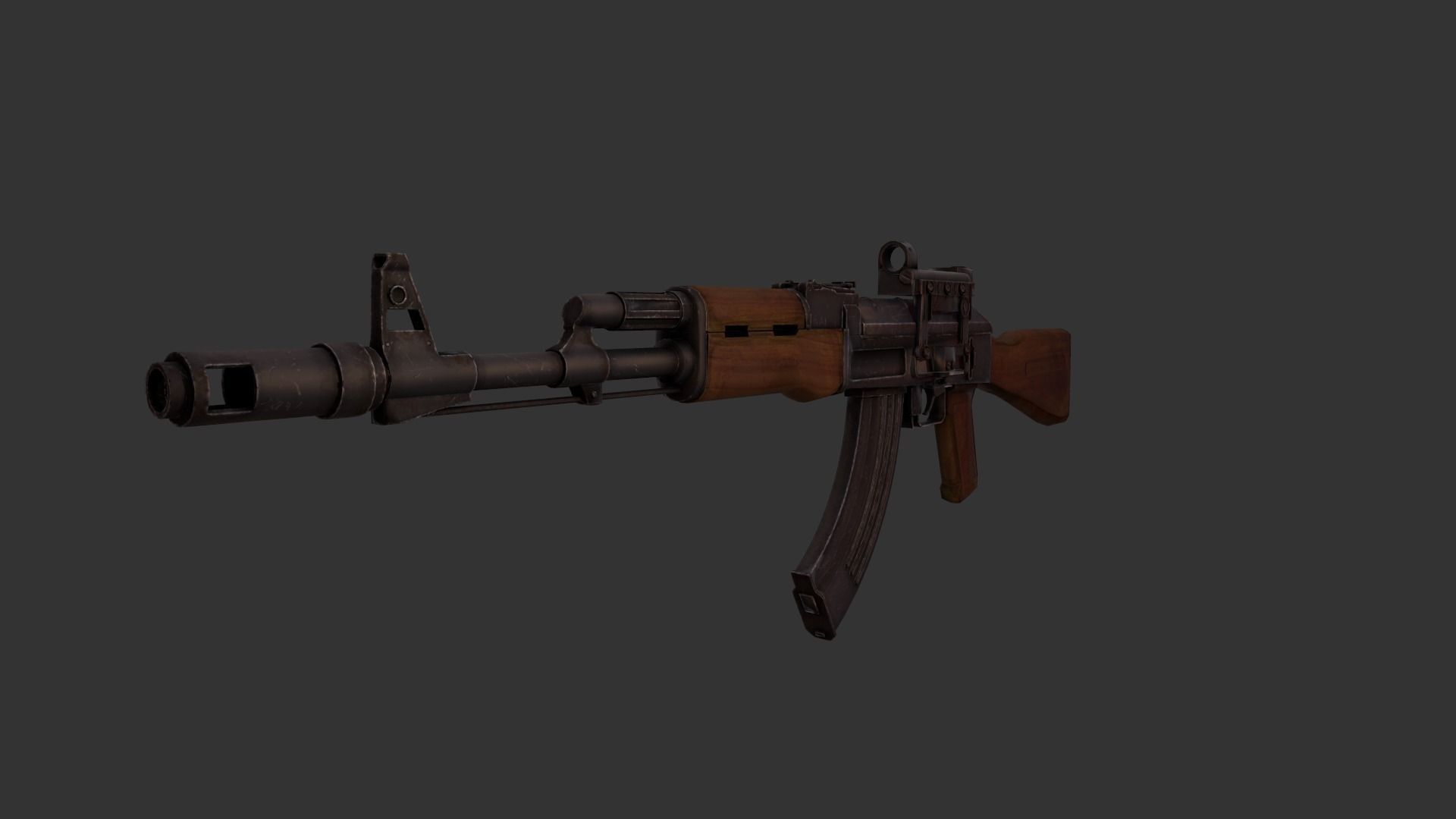 AK-74 rifle Low-poly 3D model_0