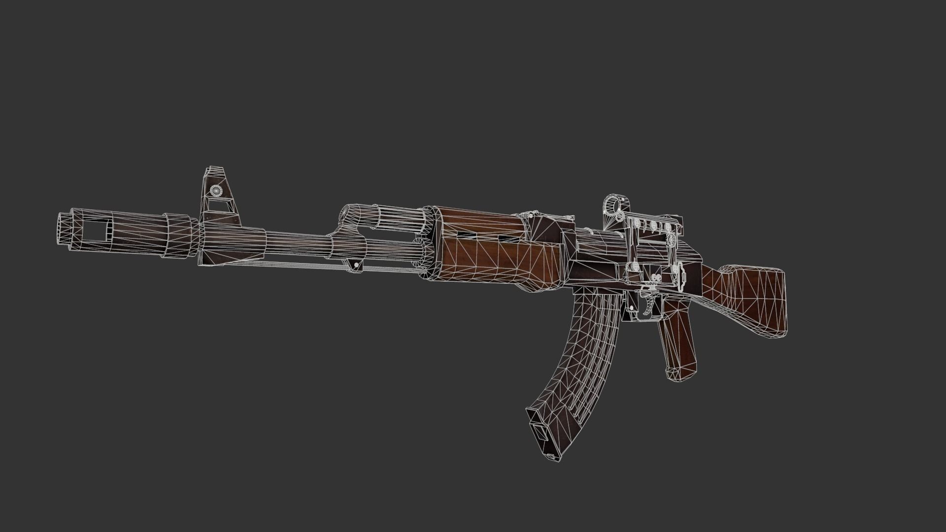 AK-74 rifle Low-poly 3D model_1